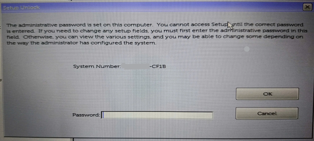 Dell CF1B Bios unlock service by dump
